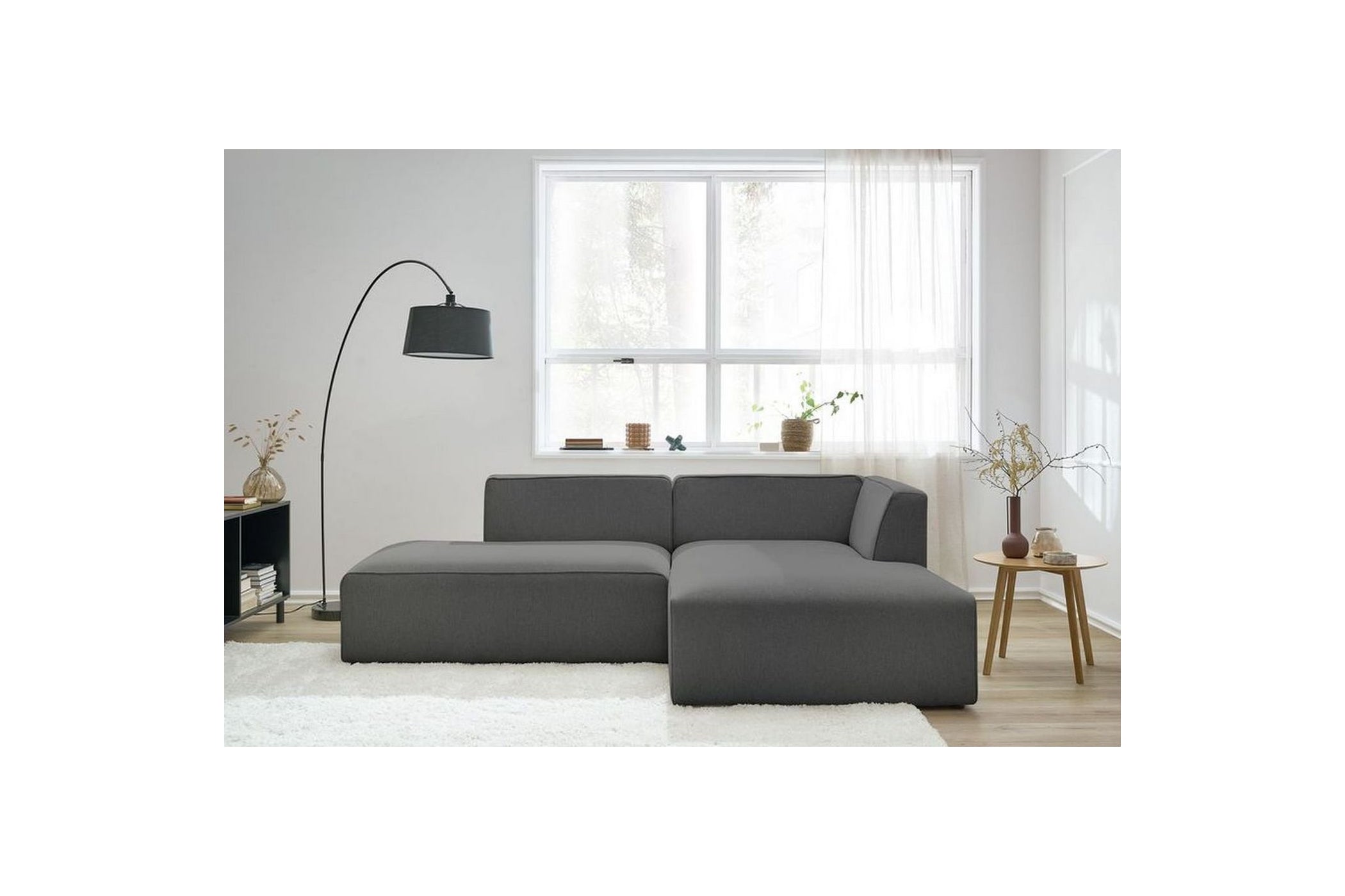 Canapé d'angle fixe MEGEVE tissu lisse - Angle droit - BOBOCHIC - The Bradery