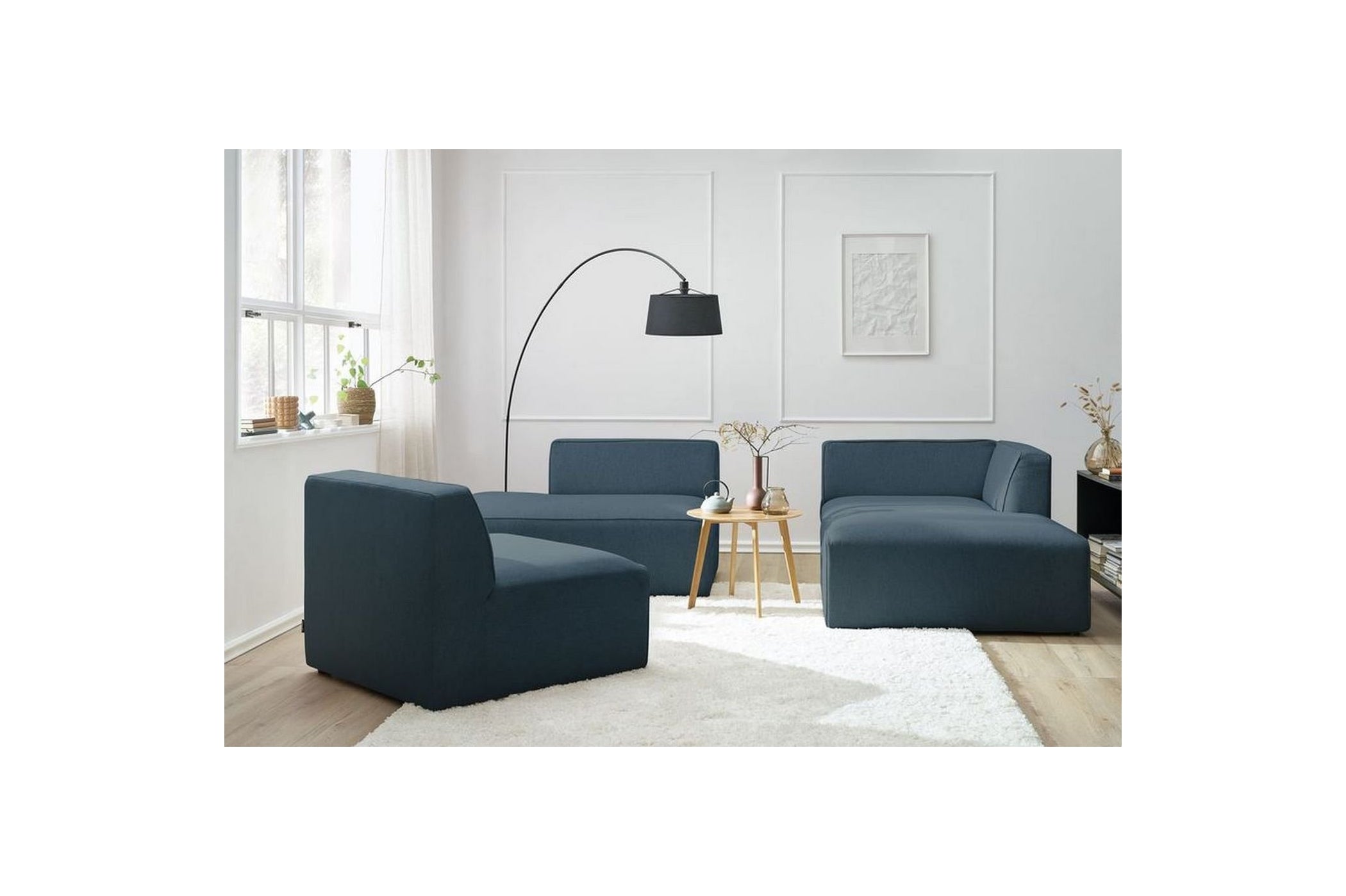 Canapé d'angle fixe MEGEVE tissu lisse - Angle droit - BOBOCHIC - The Bradery