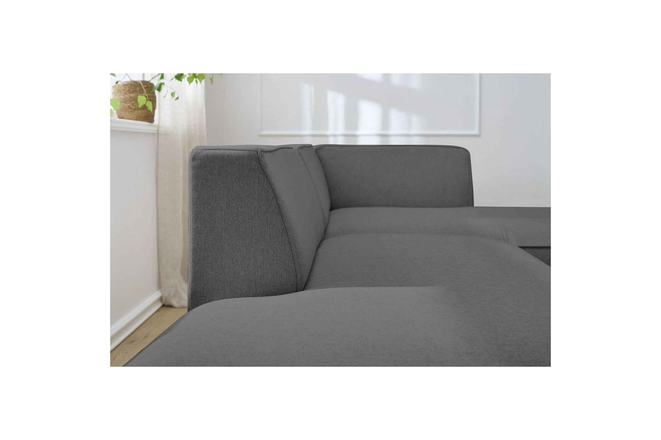 Canapé d'angle fixe MEGEVE tissu lisse - Angle droit - BOBOCHIC - The Bradery