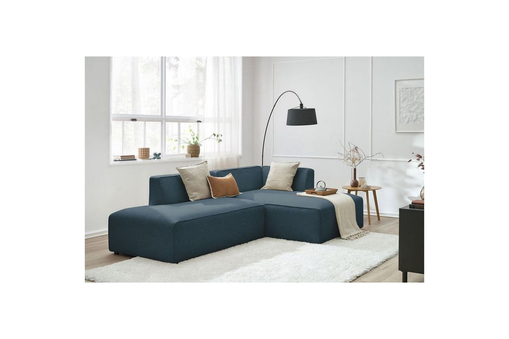 Canapé d'angle fixe MEGEVE tissu lisse - Angle droit - BOBOCHIC - The Bradery