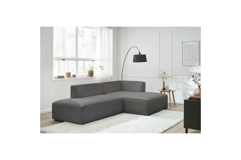 Canapé d'angle fixe MEGEVE tissu lisse - Angle droit - BOBOCHIC - The Bradery