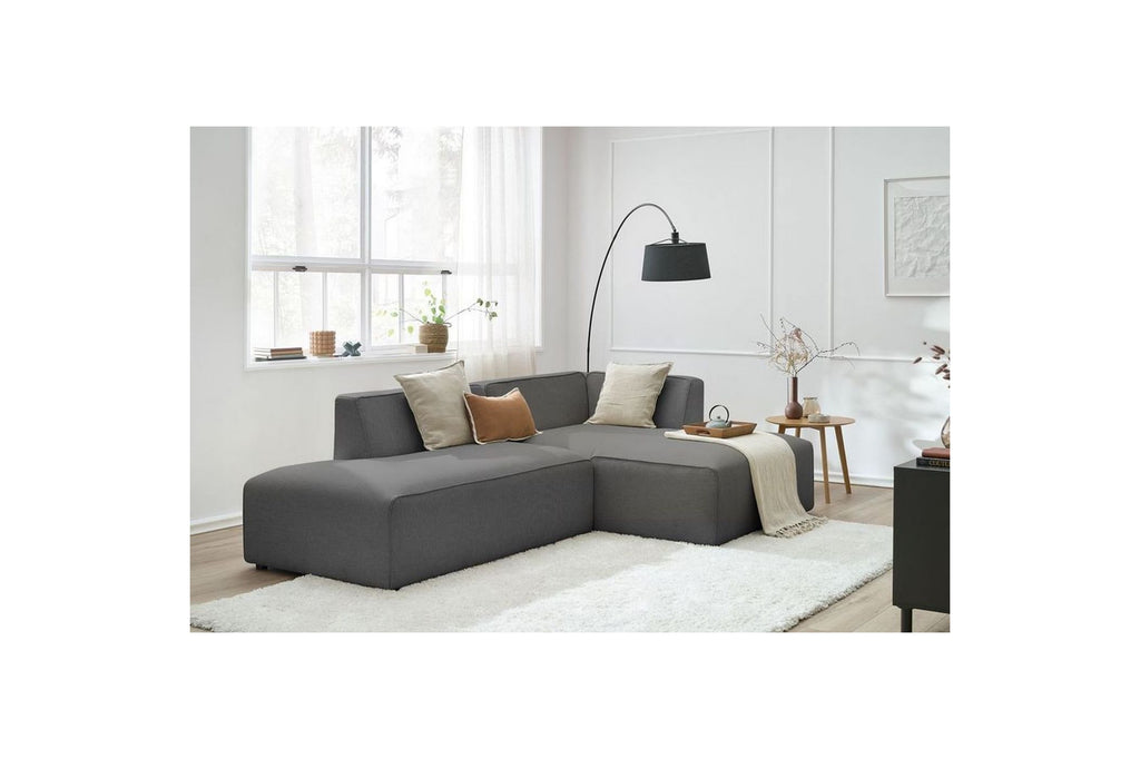 Canapé d'angle fixe MEGEVE tissu lisse - Angle droit - BOBOCHIC - The Bradery