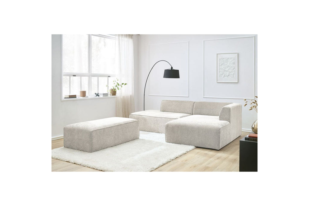 Canapé d'angle fixe modulable MEGEVE tissu texturé avec pouf - Angle droit - BOBOCHIC - The Bradery