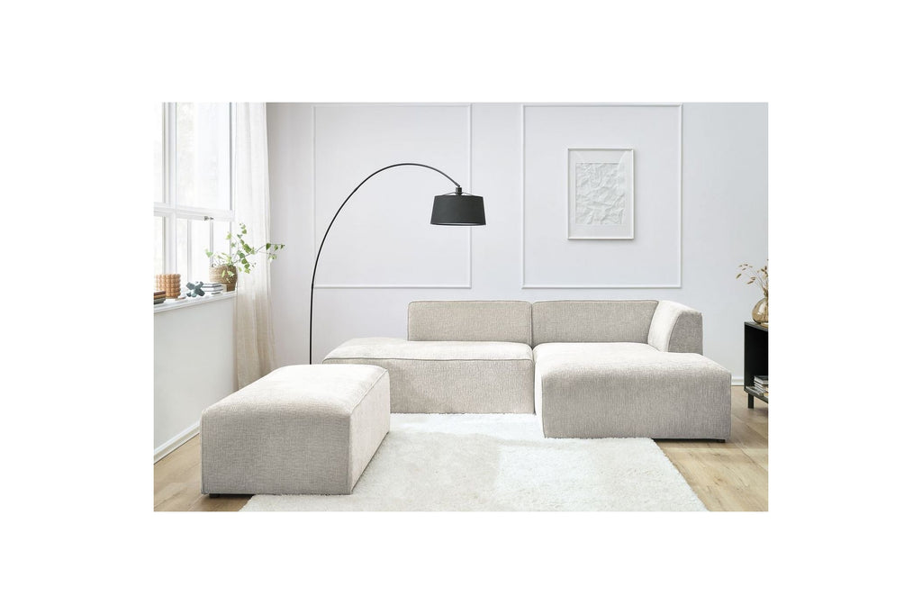 Canapé d'angle fixe modulable MEGEVE tissu texturé avec pouf - Angle droit - BOBOCHIC - The Bradery