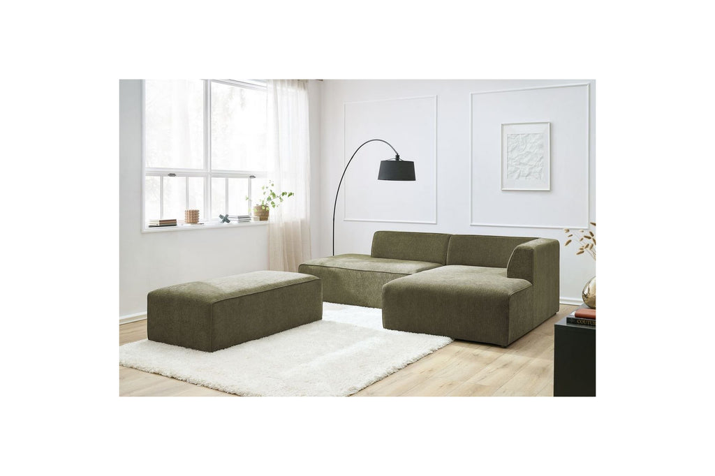 Canapé d'angle fixe modulable MEGEVE tissu texturé avec pouf - Angle droit - BOBOCHIC - The Bradery