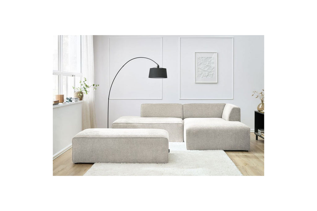 Canapé d'angle fixe modulable MEGEVE tissu texturé avec pouf - Angle droit - BOBOCHIC - The Bradery