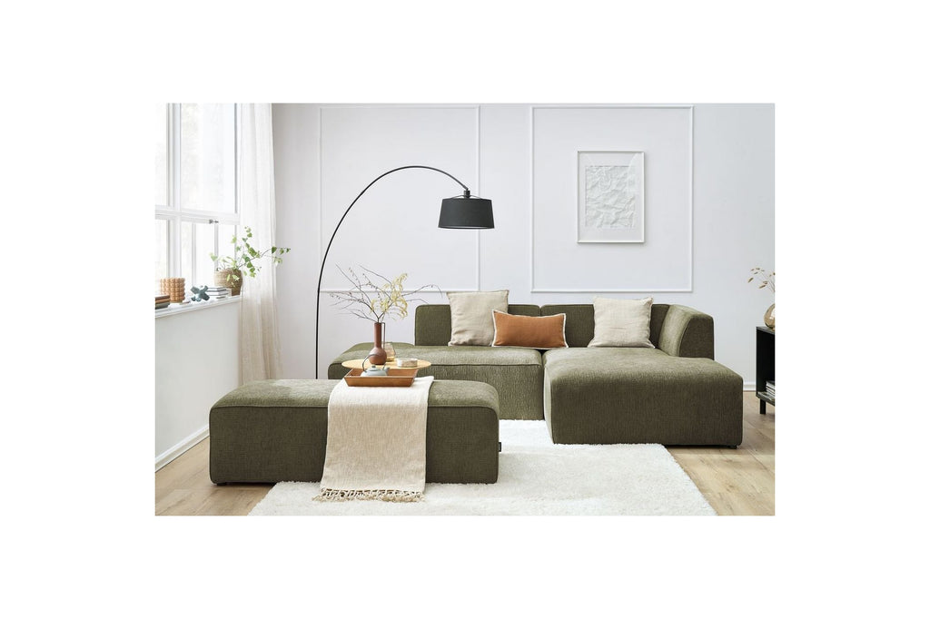 Canapé d'angle fixe modulable MEGEVE tissu texturé avec pouf - Angle droit - BOBOCHIC - The Bradery