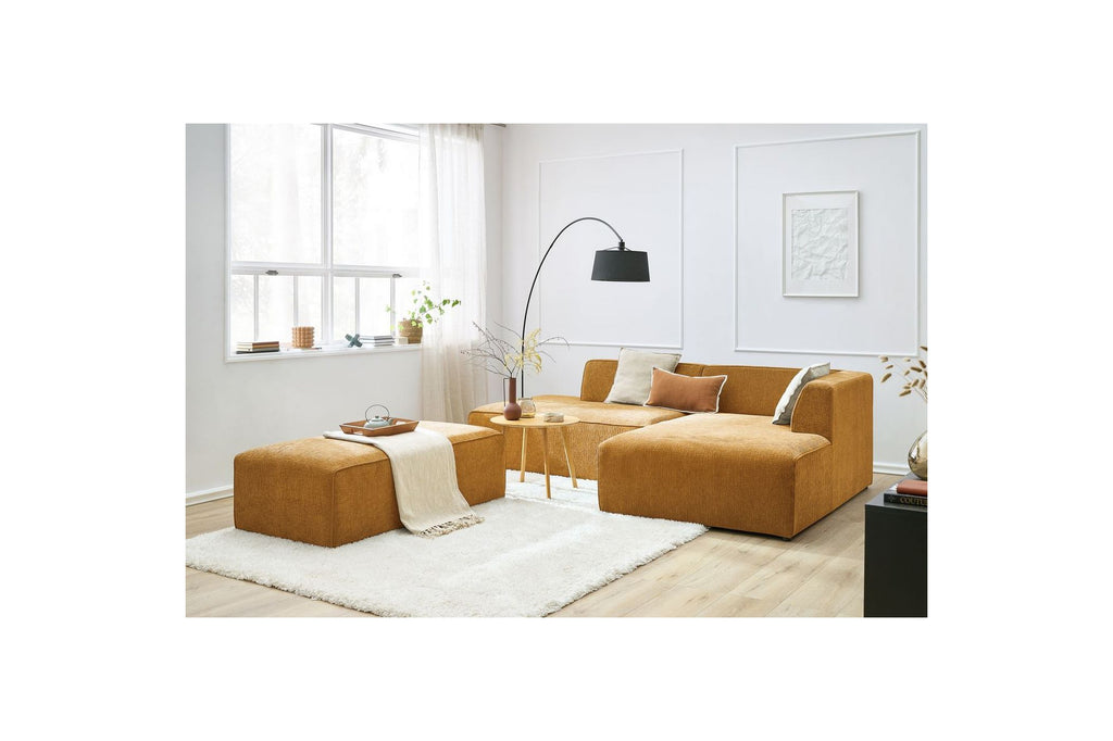 Canapé d'angle fixe modulable MEGEVE tissu texturé avec pouf - Angle droit - BOBOCHIC - The Bradery