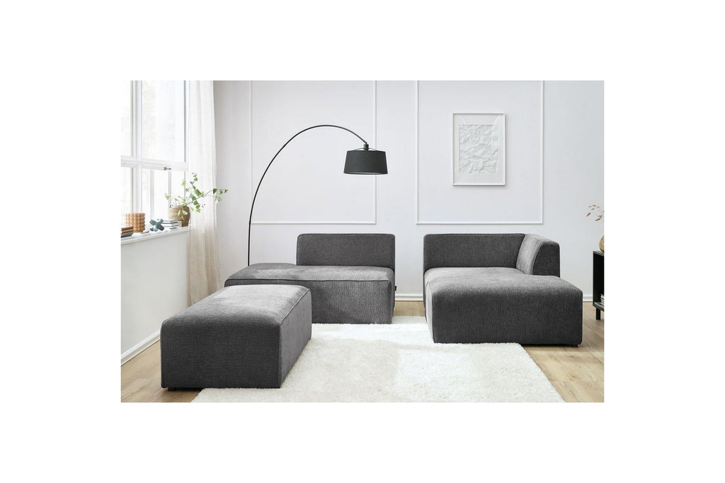 Canapé d'angle fixe modulable MEGEVE tissu texturé avec pouf - Angle droit - BOBOCHIC - The Bradery