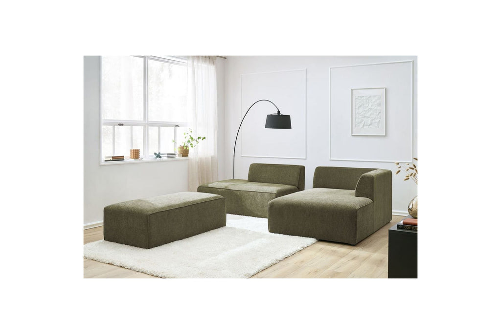 Canapé d'angle fixe modulable MEGEVE tissu texturé avec pouf - Angle droit - BOBOCHIC - The Bradery
