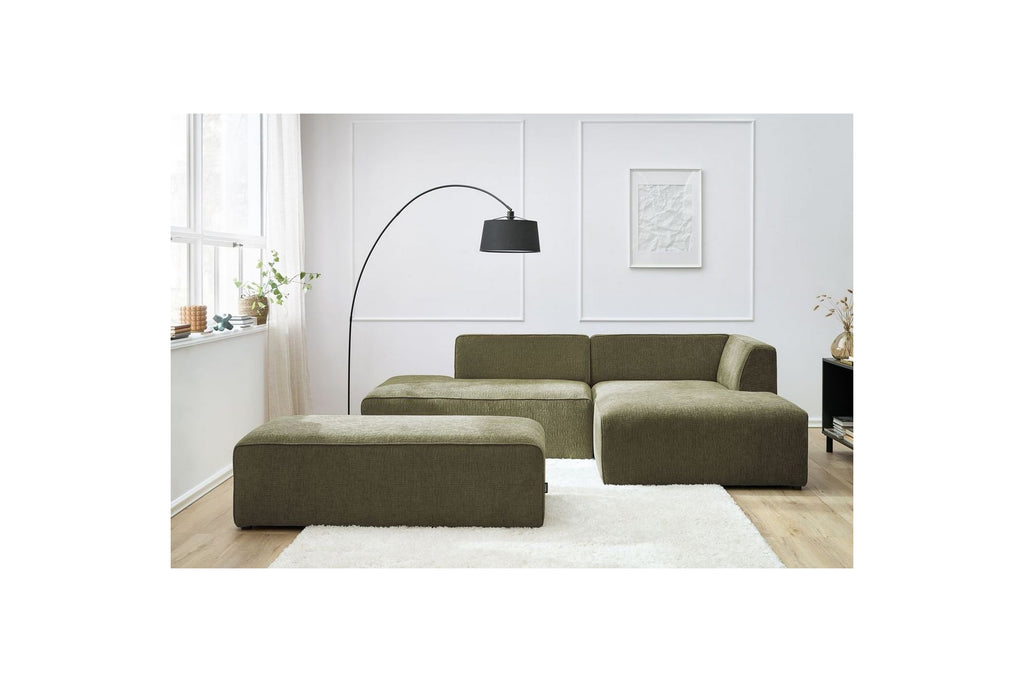 Canapé d'angle fixe modulable MEGEVE tissu texturé avec pouf - Angle droit - BOBOCHIC - The Bradery