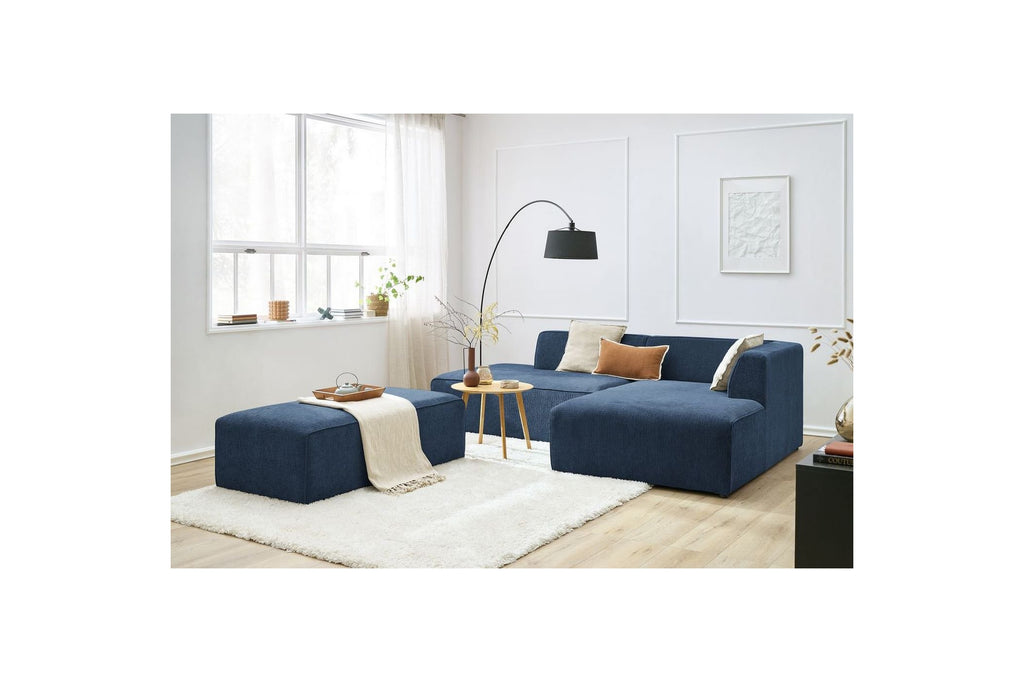Canapé d'angle fixe modulable MEGEVE tissu texturé avec pouf - Angle droit - BOBOCHIC - The Bradery