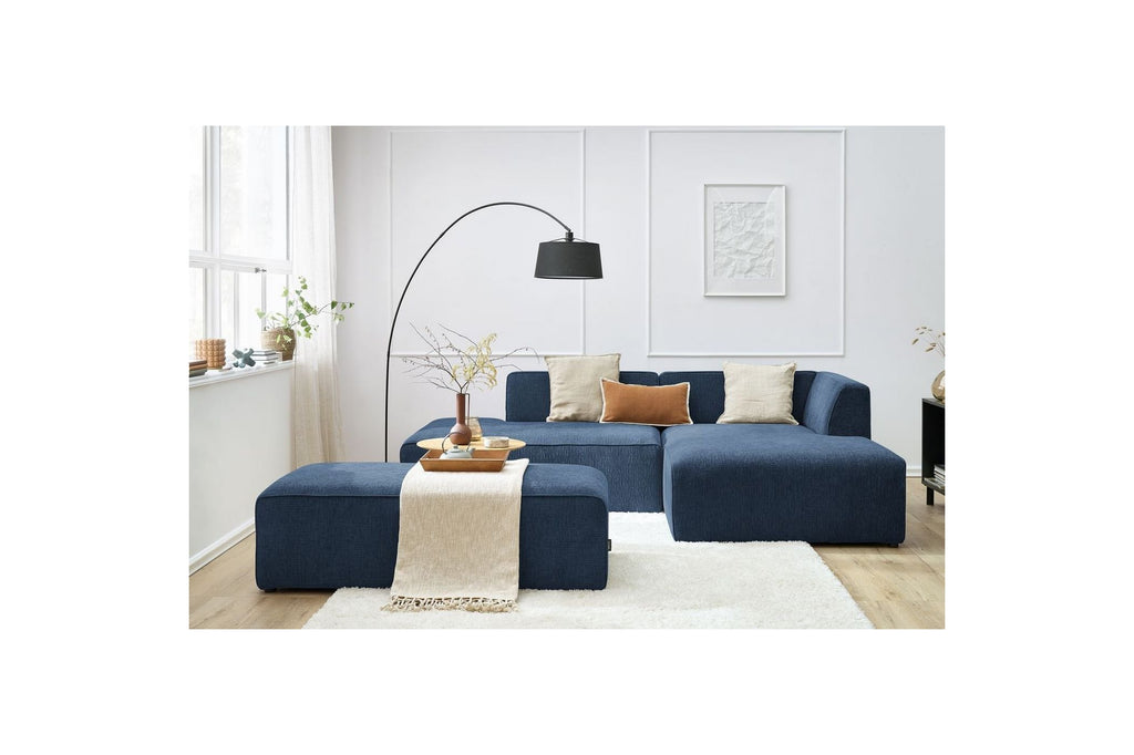 Canapé d'angle fixe modulable MEGEVE tissu texturé avec pouf - Angle droit - BOBOCHIC - The Bradery