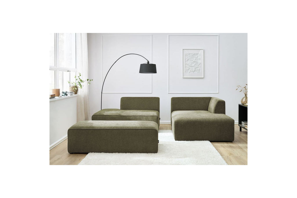 Canapé d'angle fixe modulable MEGEVE tissu texturé avec pouf - Angle droit - BOBOCHIC - The Bradery