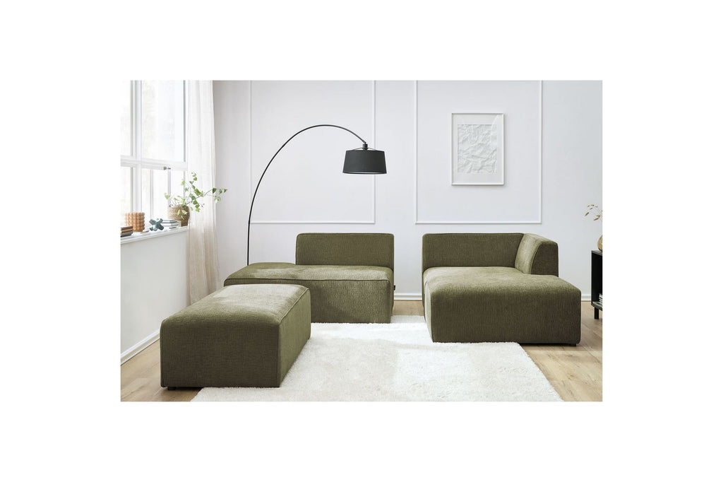 Canapé d'angle fixe modulable MEGEVE tissu texturé avec pouf - Angle droit - BOBOCHIC - The Bradery