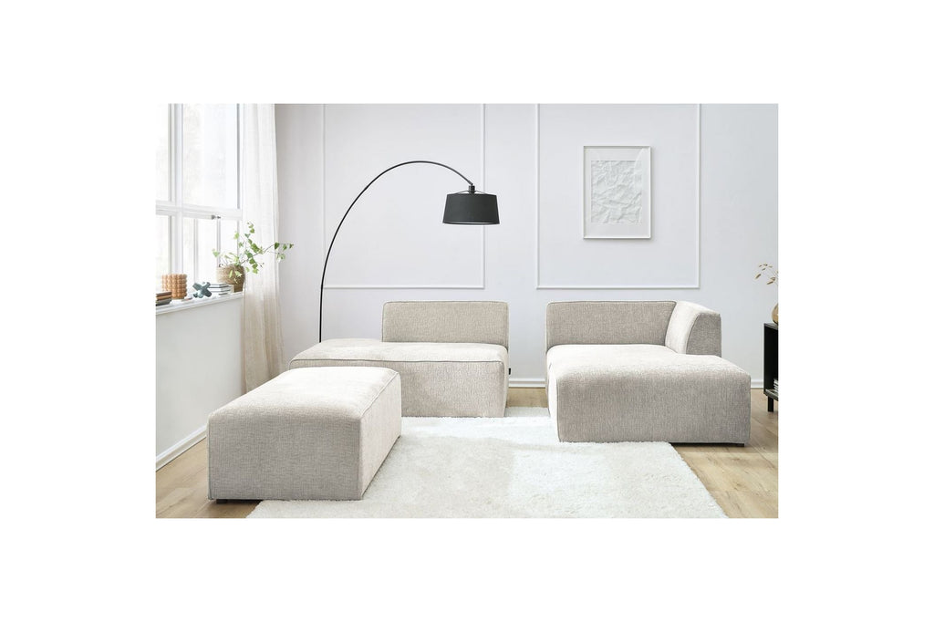 Canapé d'angle fixe modulable MEGEVE tissu texturé avec pouf - Angle droit - BOBOCHIC - The Bradery