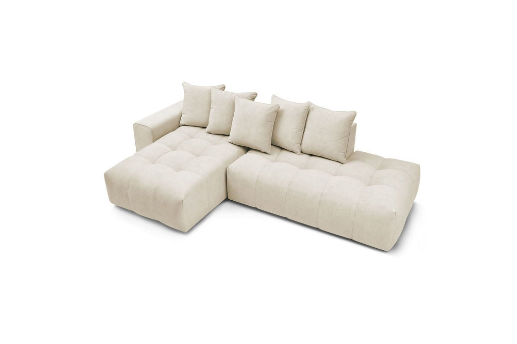 Sofá esquinero fijo MONT BLANCO de terciopelo - Ángulo izquierdo - BOBOCHIC - The Bradery