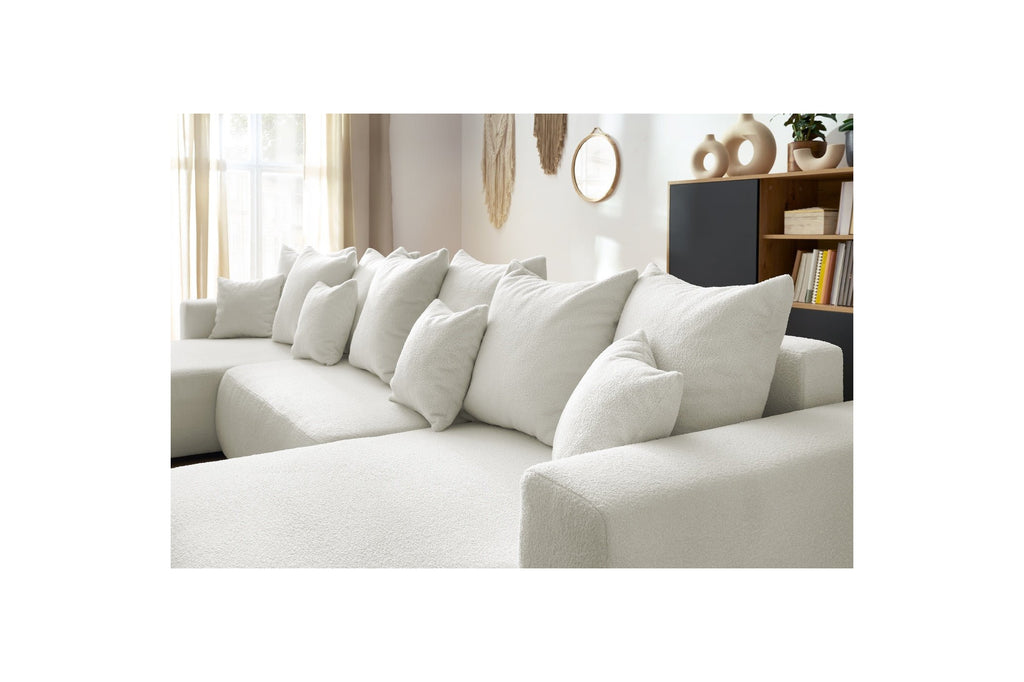 Sofá panorámico convertible con arcón ENVY de tejido bouclé - Panorámico - BOBOCHIC - The Bradery