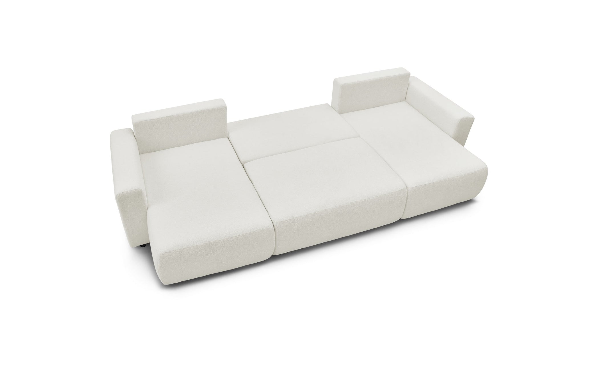 Sofá panorámico convertible con arcón ENVY de tejido bouclé - Panorámico - BOBOCHIC - The Bradery