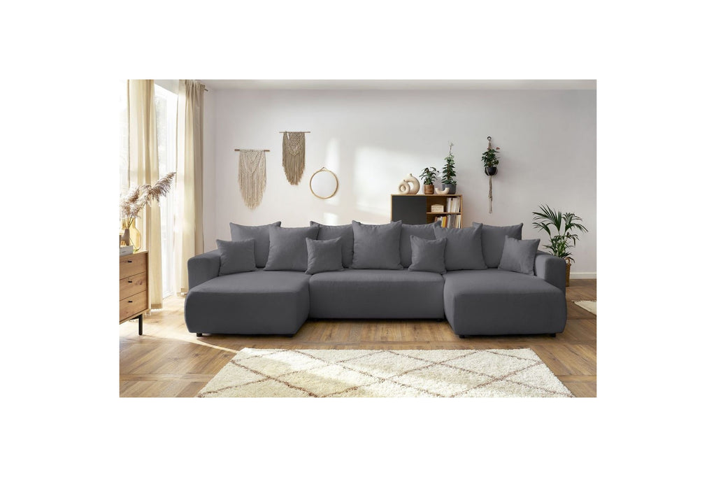 Sofá panorámico convertible con arcón ENVY de tela bouclé - Panorámico - BOBOCHIC - The Bradery