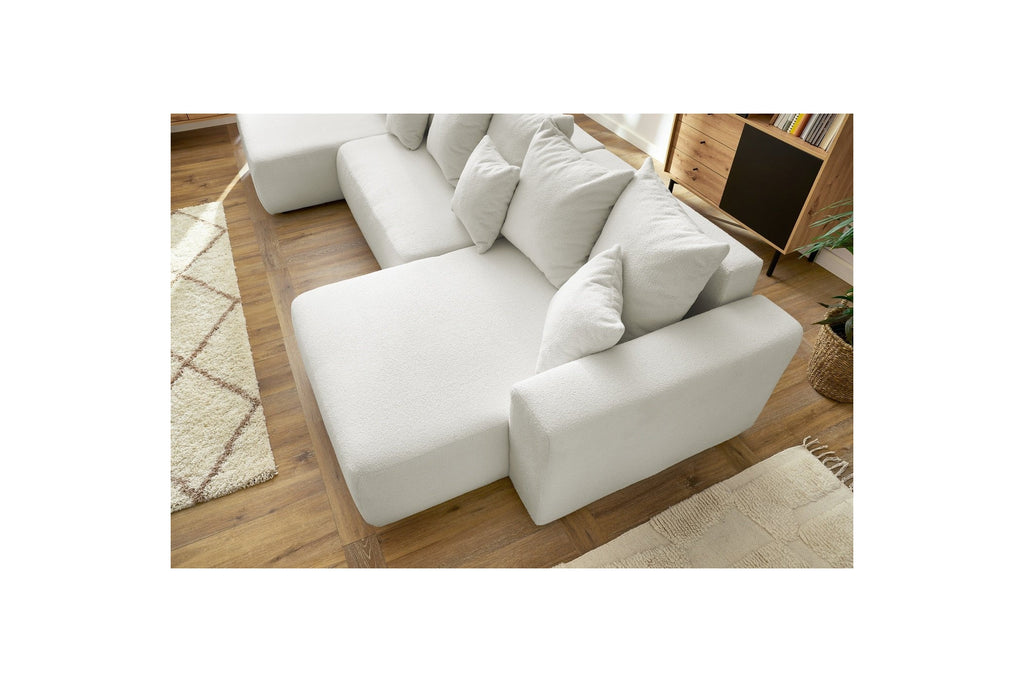 Sofá panorámico convertible con arcón ENVY de tejido bouclé - Panorámico - BOBOCHIC - The Bradery
