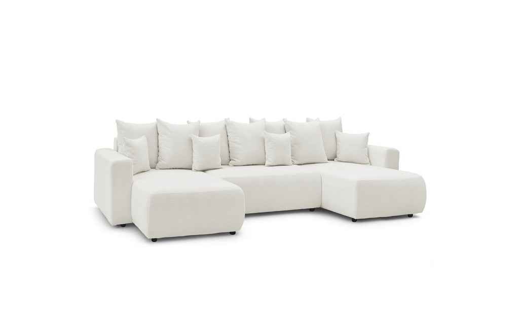 Sofá panorámico convertible con arcón ENVY de tejido bouclé - Panorámico - BOBOCHIC - The Bradery