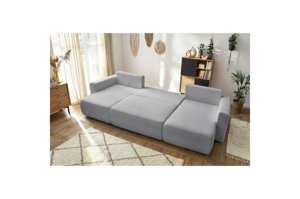 Sofá panorámico convertible con arcón ENVY de tela bouclé - Panorámico - BOBOCHIC - The Bradery