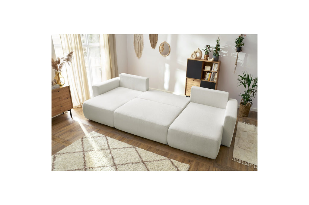 Sofá panorámico convertible con arcón ENVY de tejido bouclé - Panorámico - BOBOCHIC - The Bradery