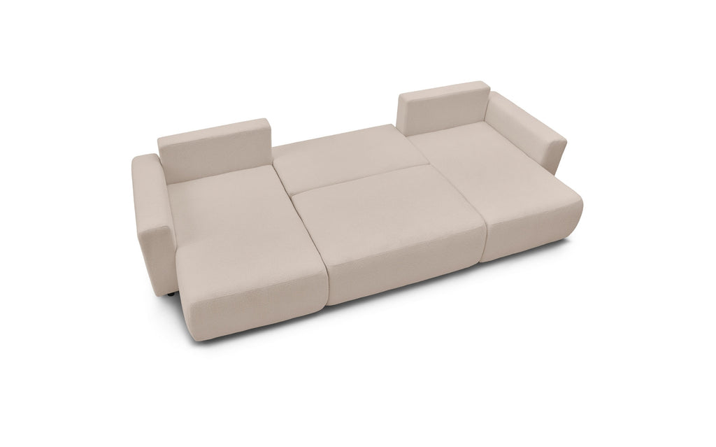 Sofá panorámico convertible con arcón ENVY de tejido bouclé - Panorámico - BOBOCHIC - The Bradery