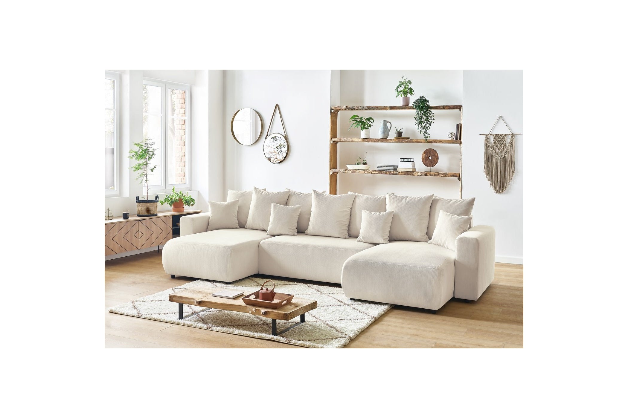 Sofá panorámico convertible con arcón ENVY de pana - BOBOCHIC - The Bradery