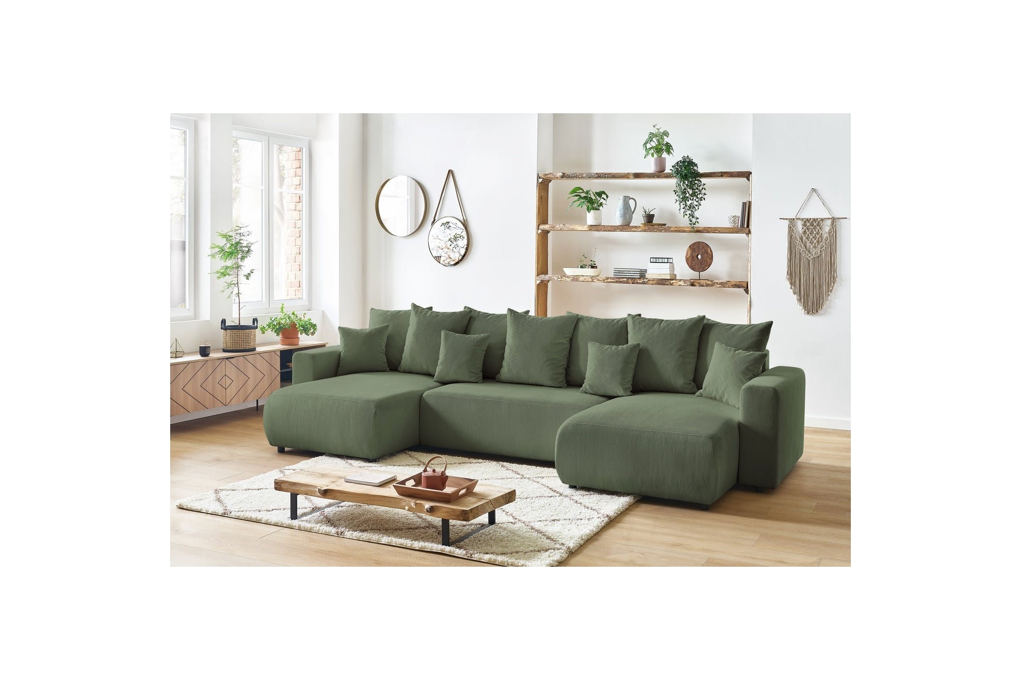 Sofá panorámico convertible con arcón ENVY de pana - BOBOCHIC - The Bradery