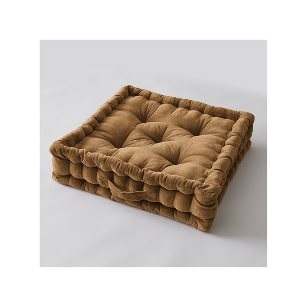 Coussin de sol Velours de coton CÉSAR Camel - L'Effet Papillon - The Bradery