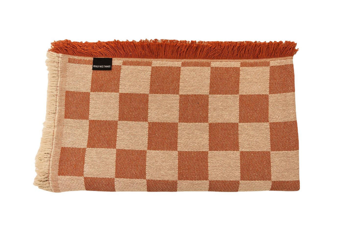 Copriletto A Quadri - Terracotta - Really Nice Things - The Bradery