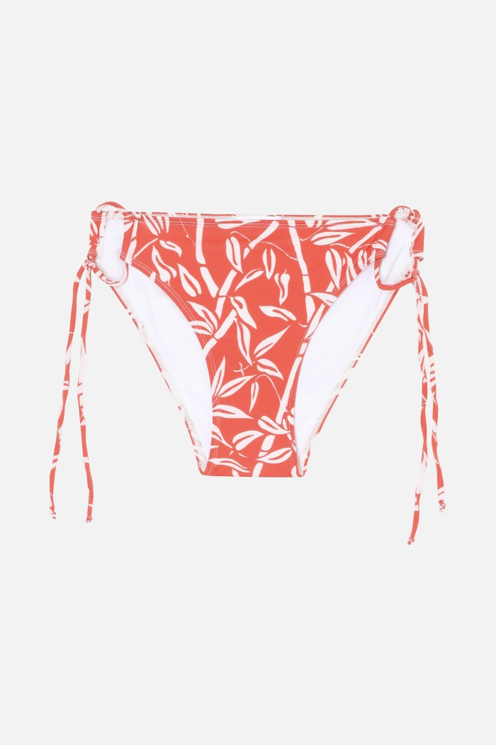 Wood Bamboo Bikini Bottoms - Lipstick Red