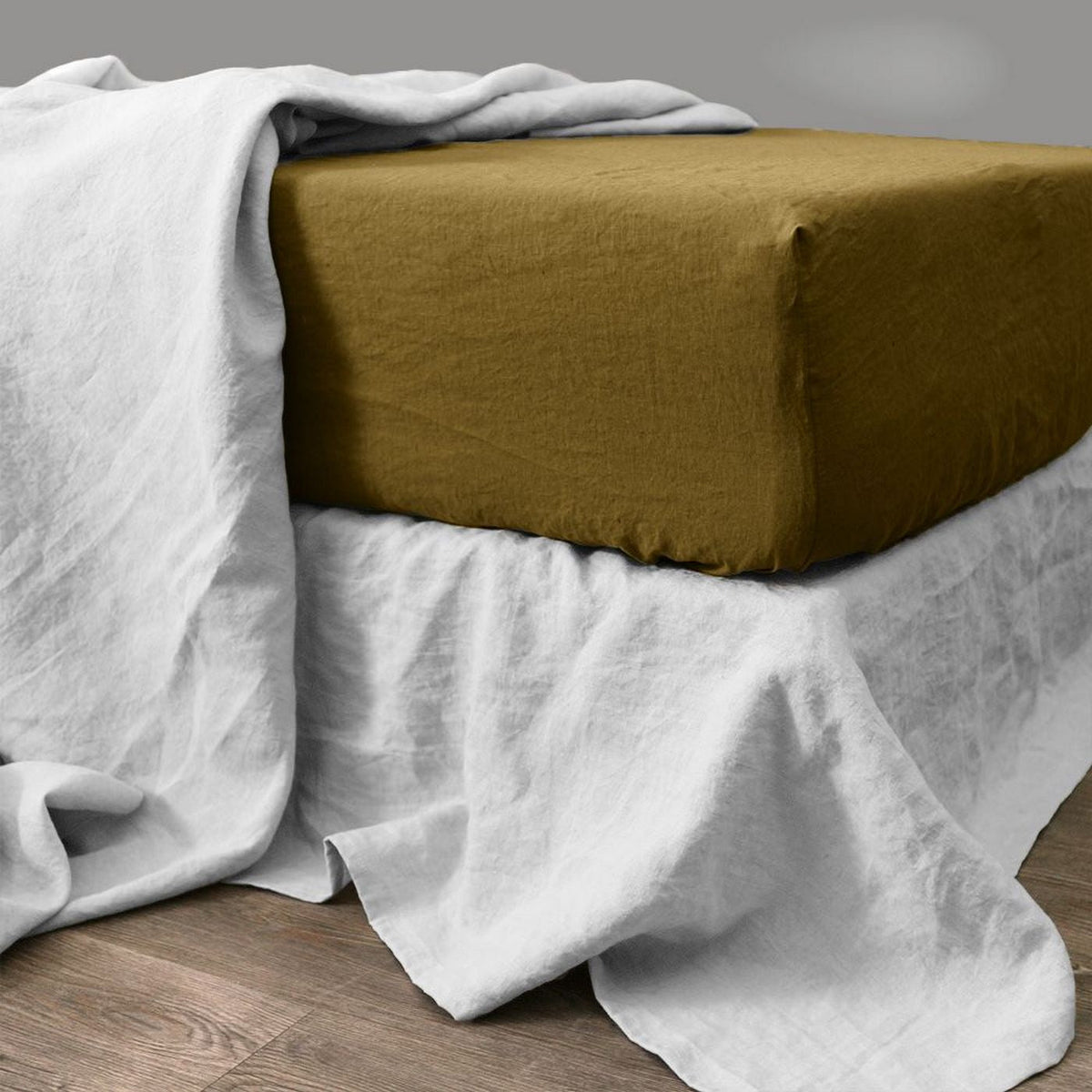 Fitted Sheet 100% Washed Linen Moka - Baton Rouge - The Bradery