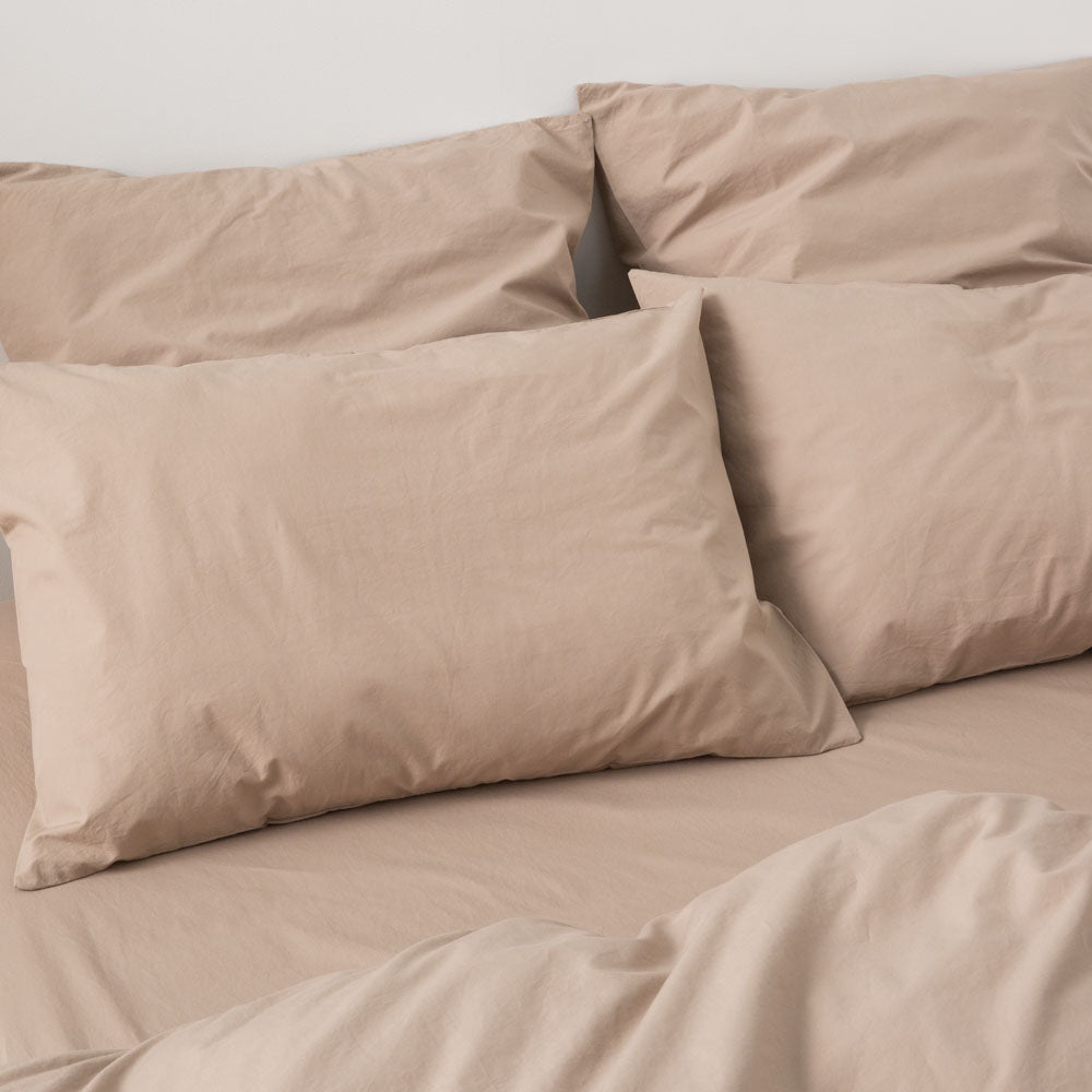 Washed Cotton Percale Fitted Sheet - Clay - MOST - The Bradery