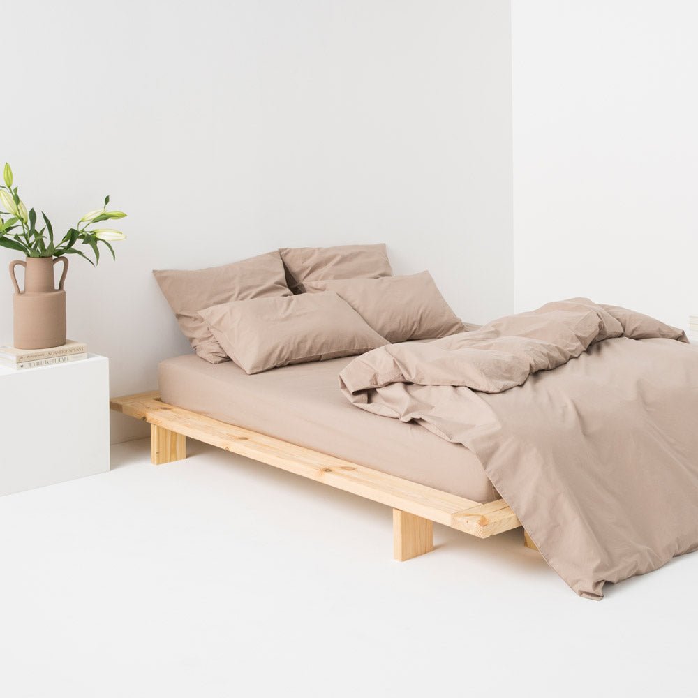 Washed Cotton Percale Fitted Sheet - Clay - MOST - The Bradery