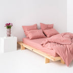 Washed Cotton Percale Fitted Sheet - Dusty Pink - MOST - The Bradery