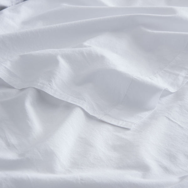 Drap Plat En Percale De Coton Lavé - Blanc - MOST2 - The Bradery