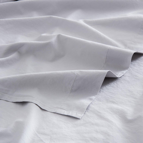 Drap plat en percale de coton lavé galet Drap plat Most