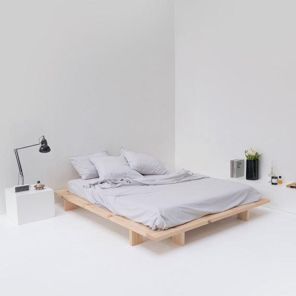 Drap plat en percale de coton lavé galet Drap plat Most
