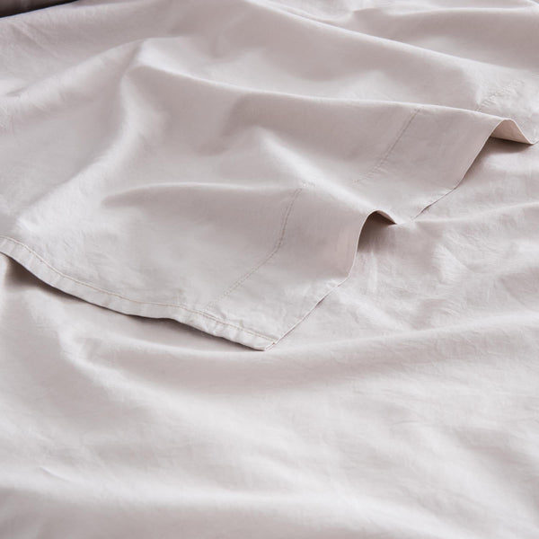 Drap Plat En Percale De Coton Lavé - Sable - MOST - The Bradery