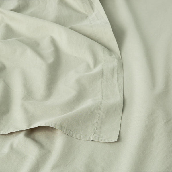 Drap Plat En Percale De Coton Lavé - Sauge - MOST - The Bradery