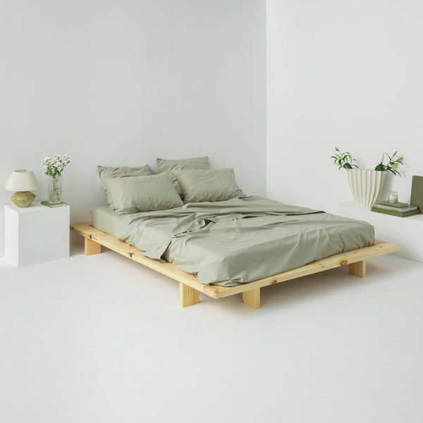Drap Plat En Percale De Coton Lavé - Sauge - MOST - The Bradery