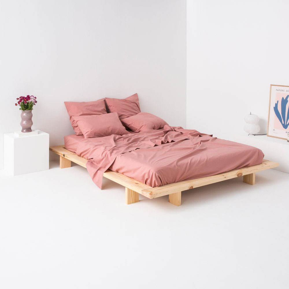 Washed Cotton Percale Flat Sheet - Dusty Pink - MOST - The Bradery
