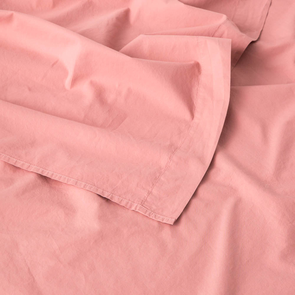 Washed Cotton Percale Flat Sheet - Dusty Pink - MOST - The Bradery