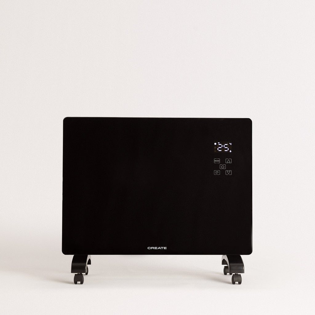 Warm Crystal 1500W Wi-Fi - Wall-Mounted Electric Heater with Castors - Black