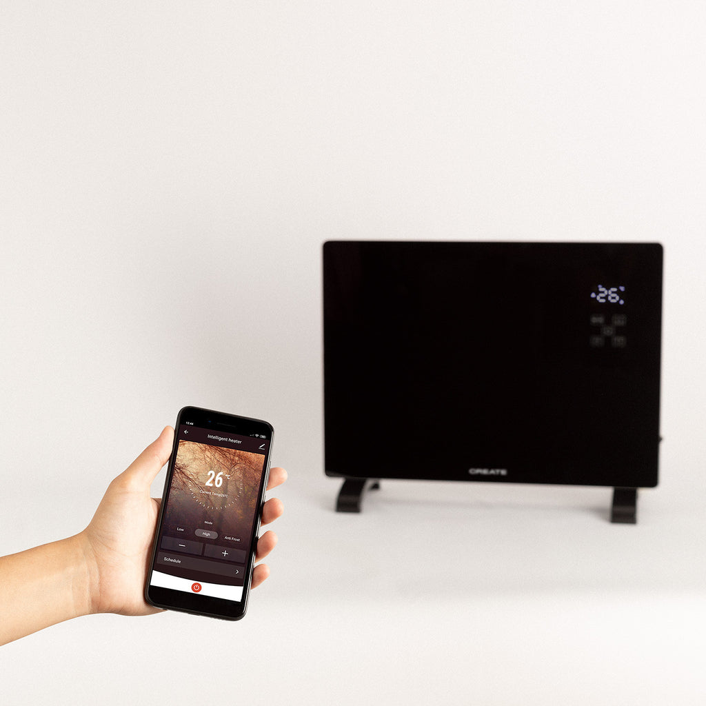 Warm Crystal 1500W Wifi - Calefactor Eléctrico de Pared - Negro
