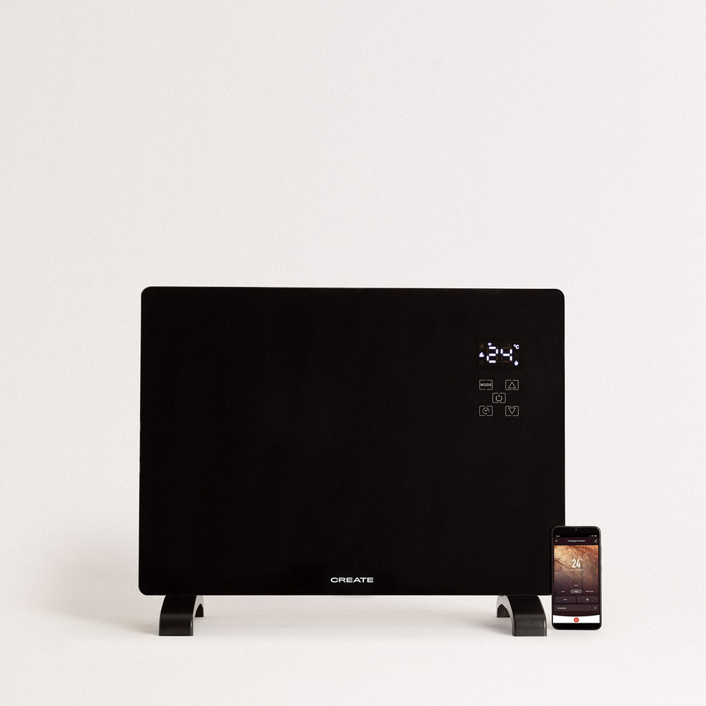 Warm Crystal 1500W Wifi - Calefactor Eléctrico de Pared - Negro