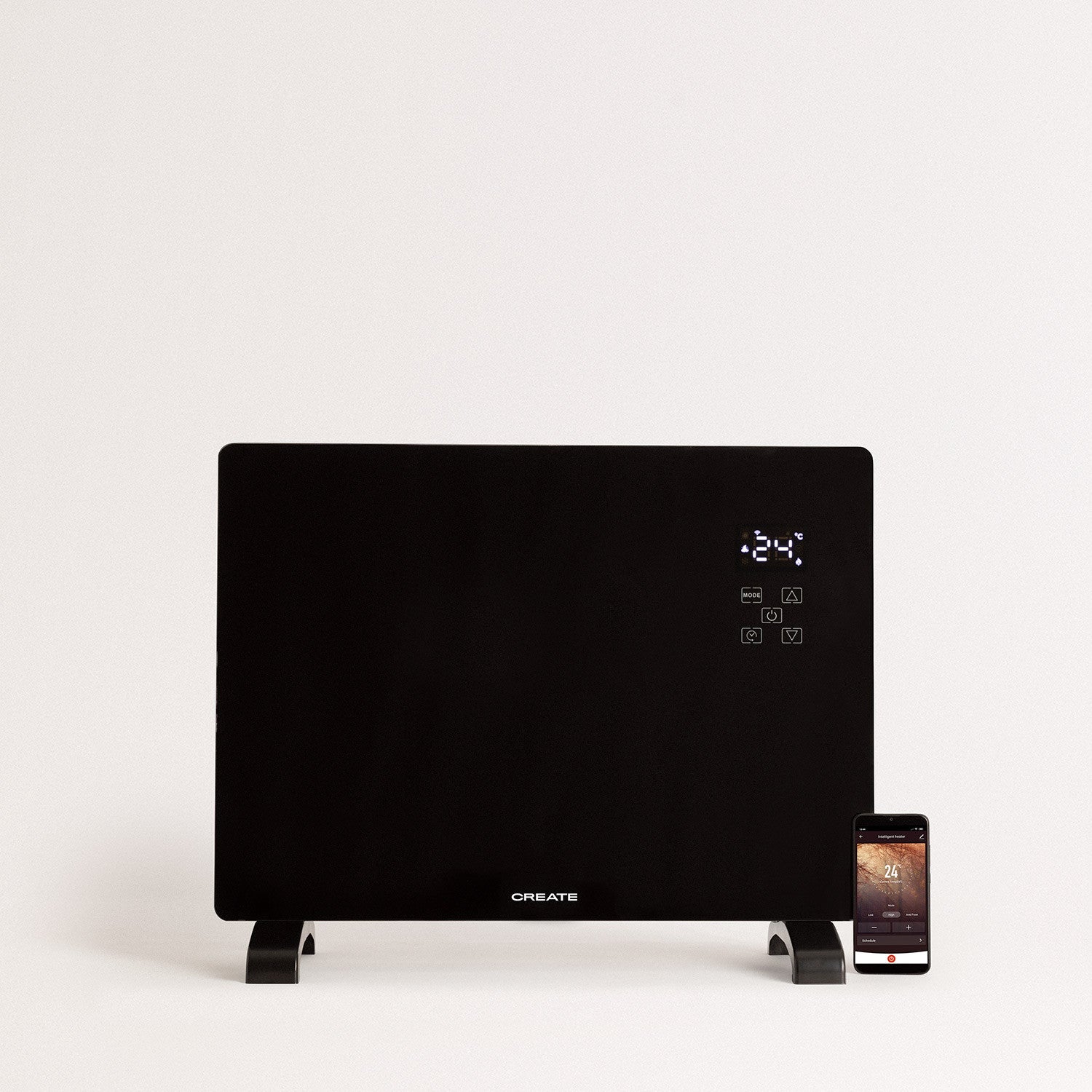 Warm Crystal 1500W Wifi - Calefactor Eléctrico de Pared - Negro